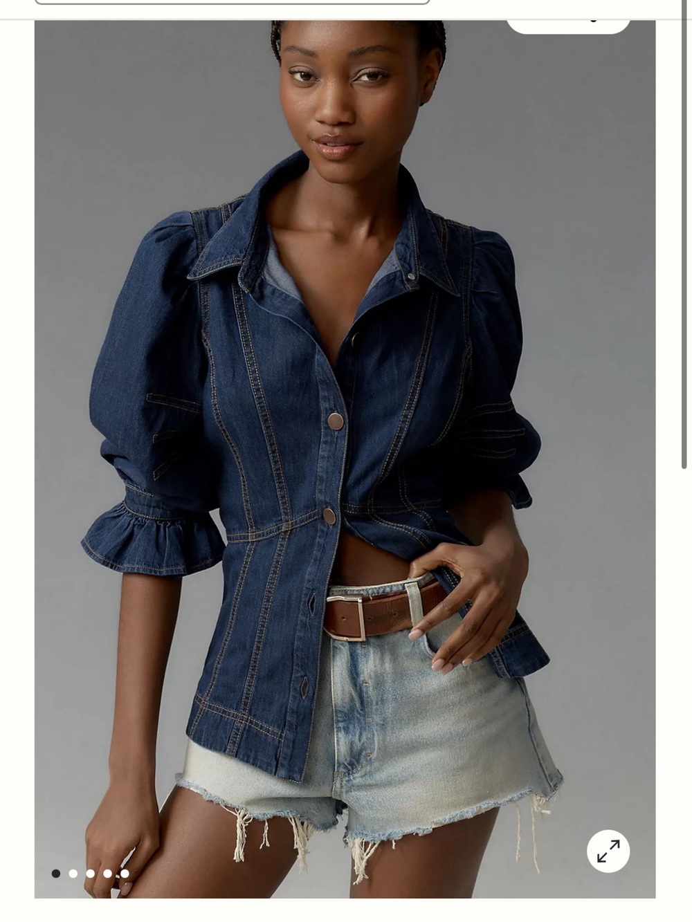 Anthropologie Denim Puff Sleeve